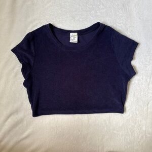 Aerie Deep Blue Cropped Athleisure Tee